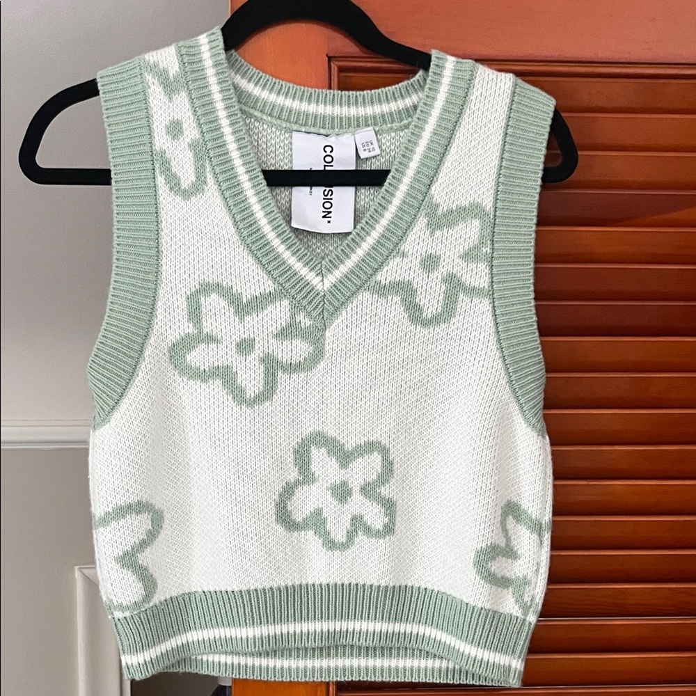 ASOS Collision Floral Knit Sweater Vest